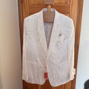 TALLIA White Floral Men's Blazer